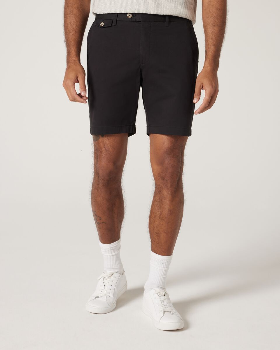 Slim Stretch Cotton Stretch Chino Short, Black, hi-res